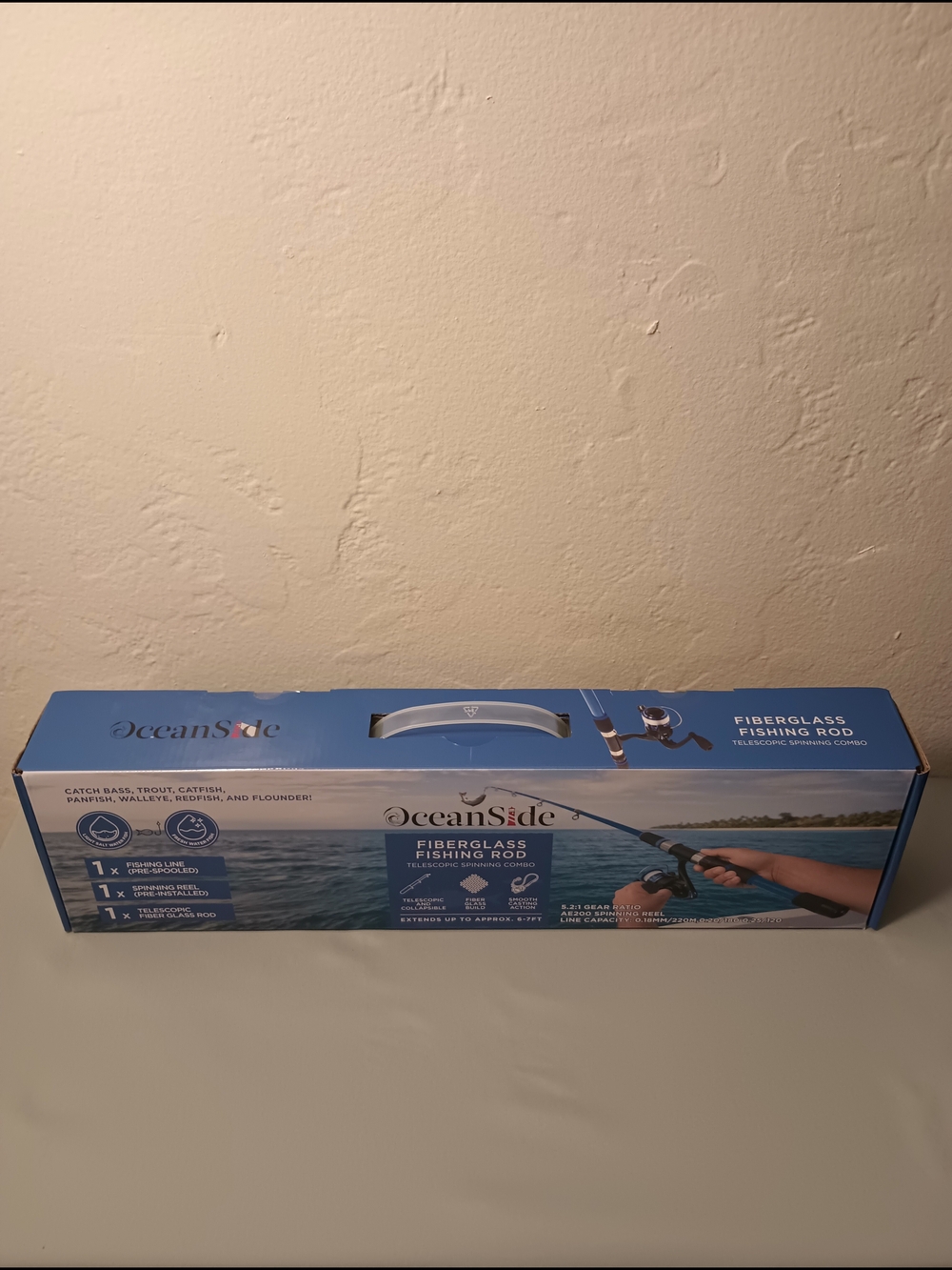 OceanSide Fiberglass Fishing Rod Telescopic Spinning Combo